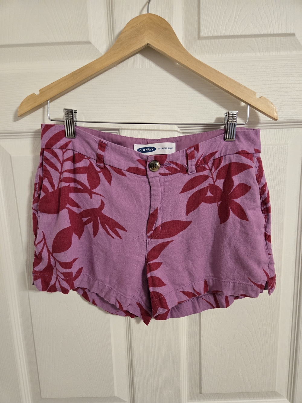 Old Navy Lavender & Red Floral Women's Shorts Linen Blend Size 6